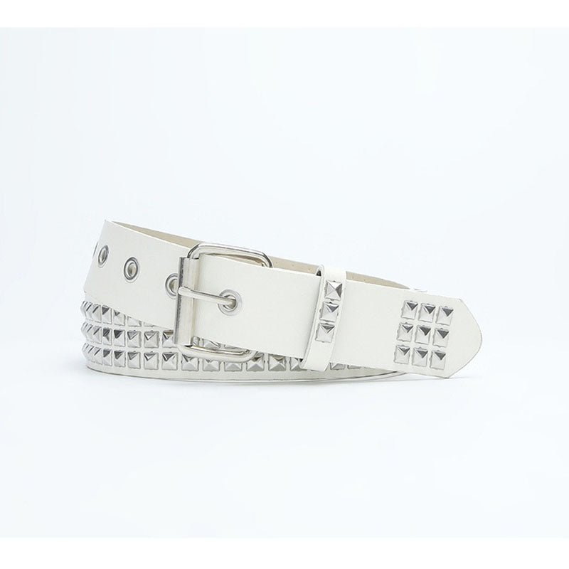 Punk Square Bead Rivet Pyramid Inlaid Lady Belt