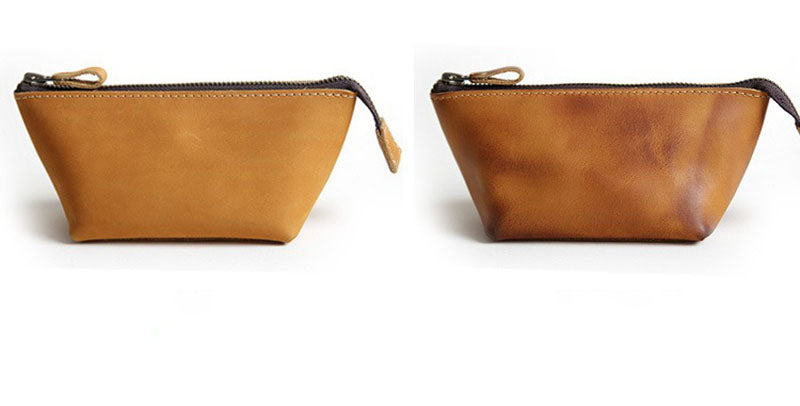 Crazy Horse Leather Hand Bag Zipper Long Retro Purse Collection Bag