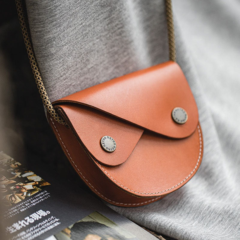 Retro Leather Saddle Bag Mini Crossbody Bag