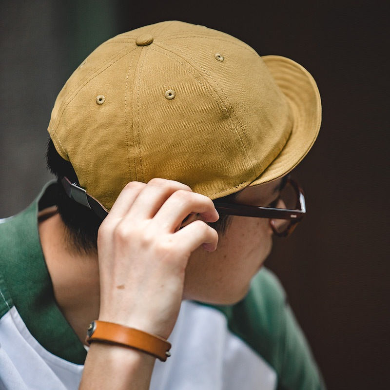 Retro Flip Hat Adjustable Short Brimmed Baseball Cap