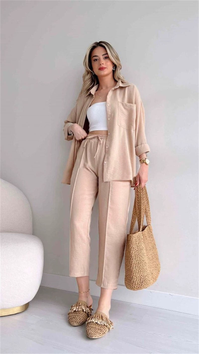 Casual Blouse Nine Sports Harlan Pants Two Piece Suit