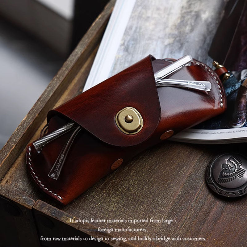 Retro Tanned Leather Glasses Case