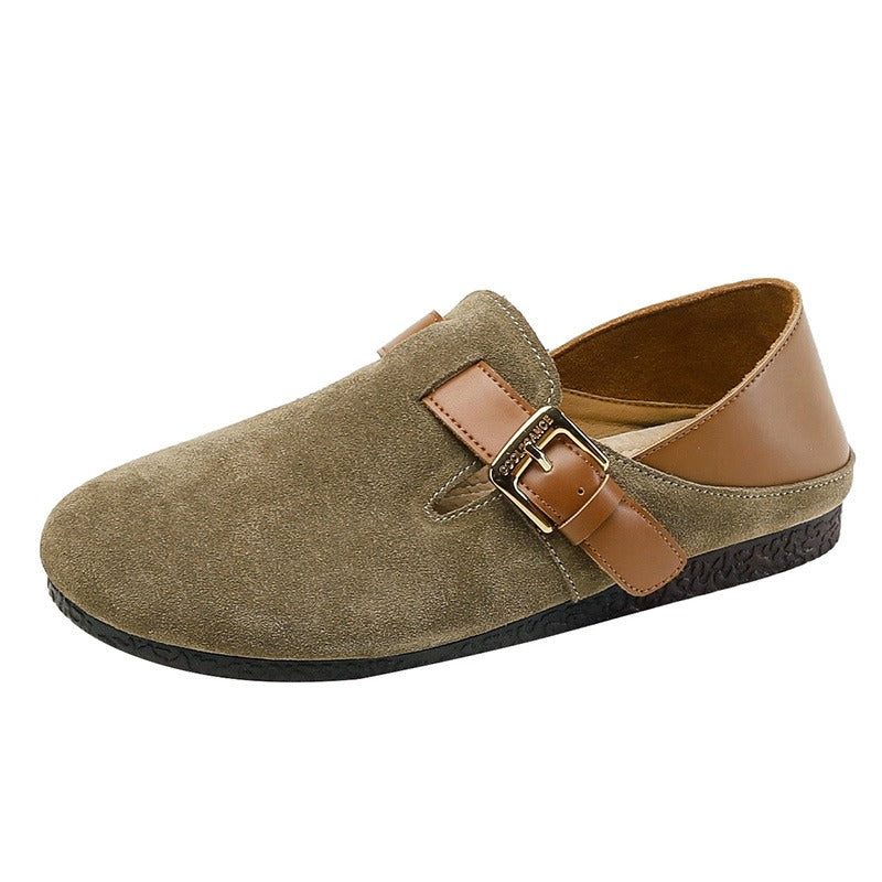 Retro Leather Large Size Flat and Soft Soles Casual Shoes