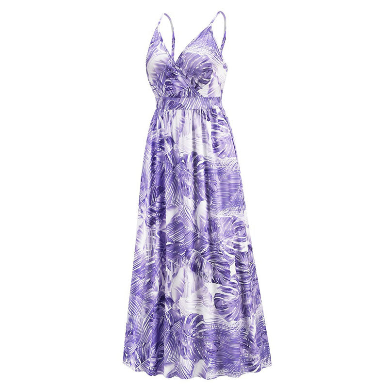 New Style Bohemian Printed Sexy V-neck Sling Dress