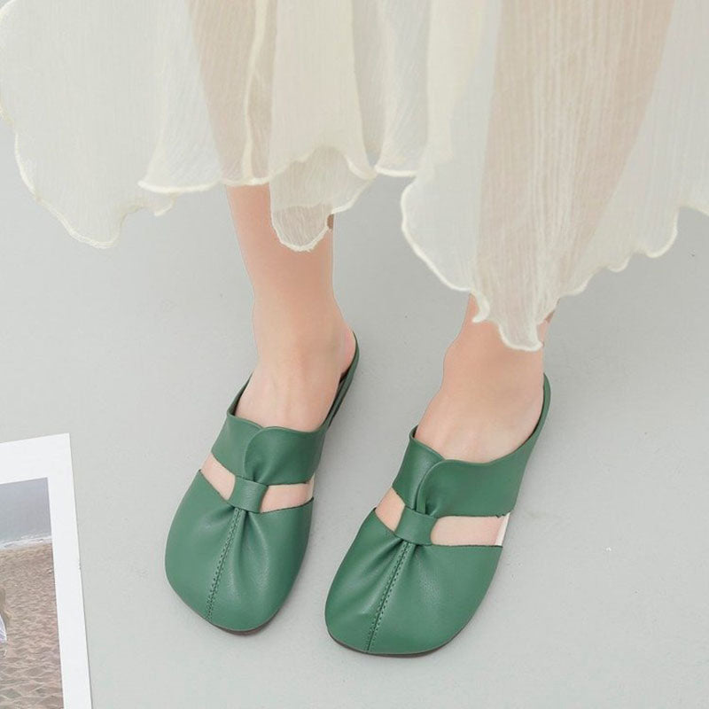 Casual Hollow out Pleated Slipper