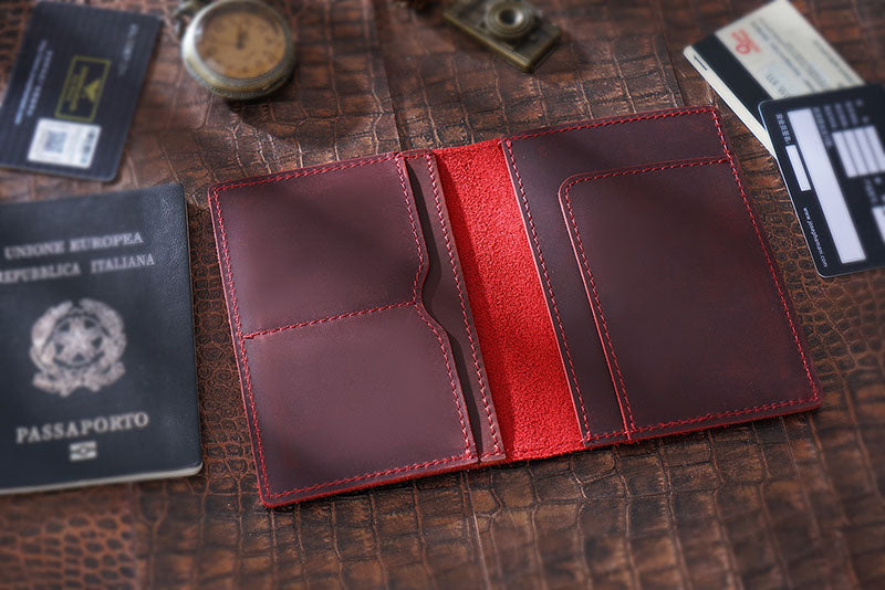 Retro Leather Handmade Passport Clip Ticket Protection Multi-function Card Holder Wallet