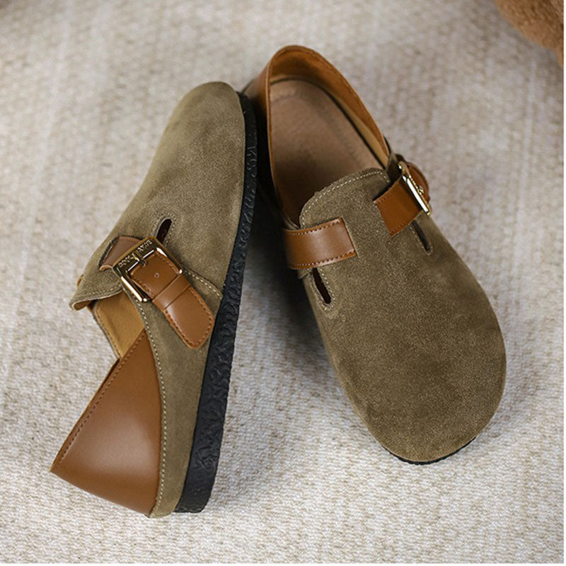 Retro Leather Large Size Flat and Soft Soles Casual Shoes