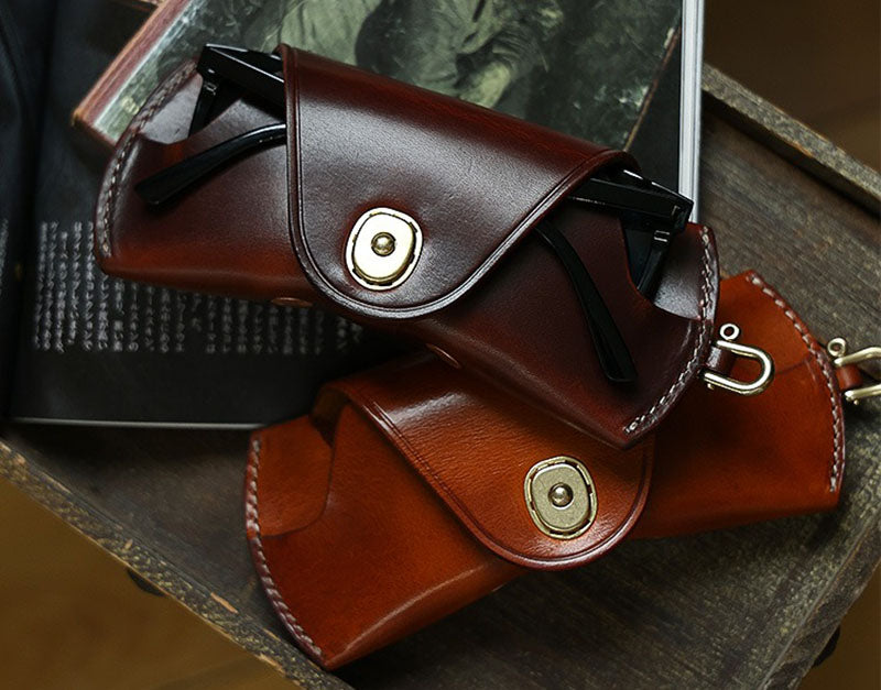 Retro Tanned Leather Glasses Case