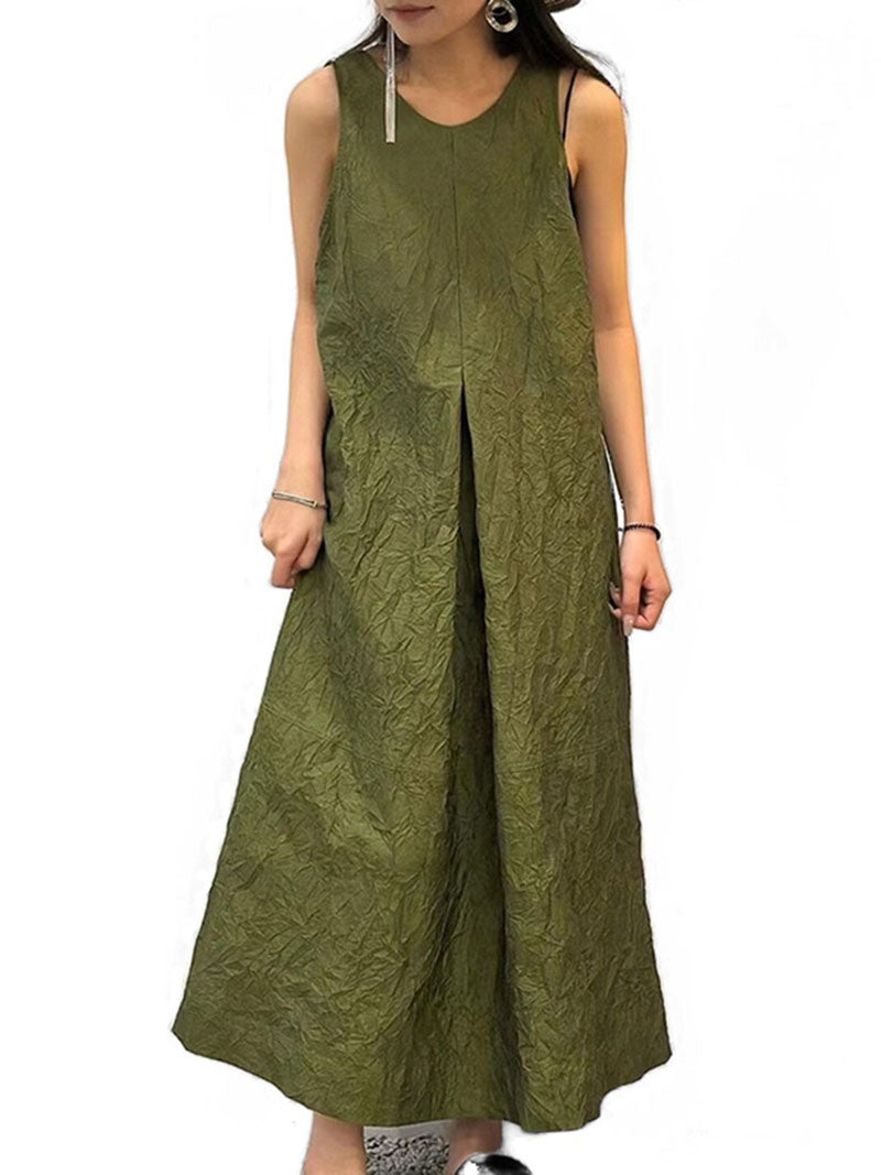 Vintage New Style Vest Dress Pleated A-line Dress