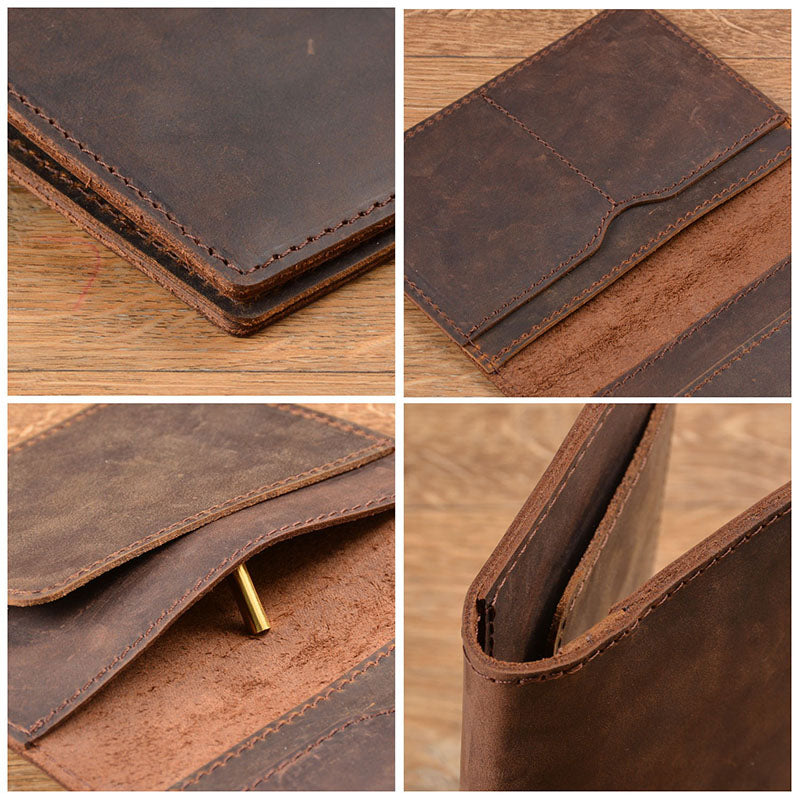 Retro Leather Handmade Passport Clip Ticket Protection Multi-function Card Holder Wallet