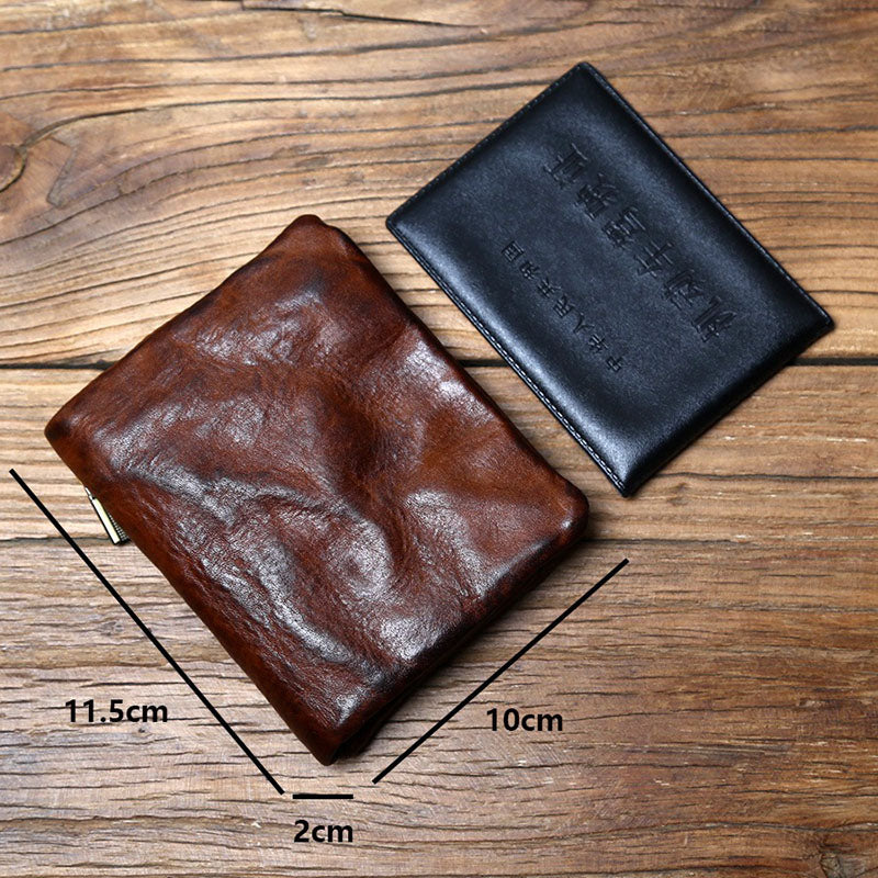 Retro Genuine Leather Handmade short Wallet