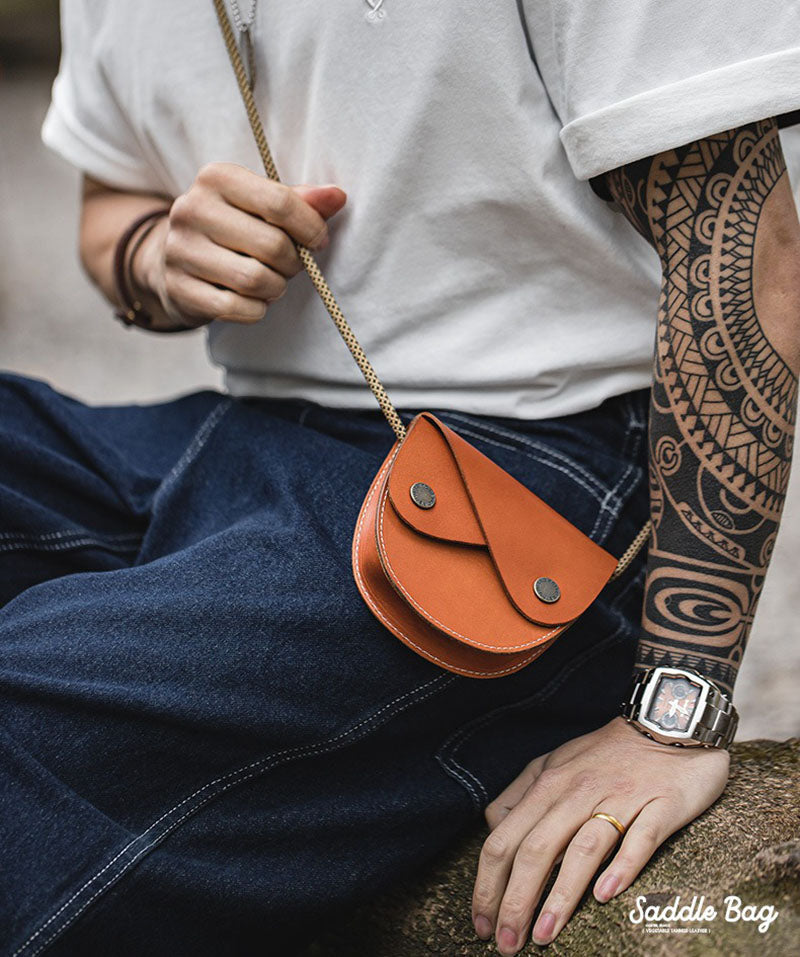 Retro Leather Saddle Bag Mini Crossbody Bag