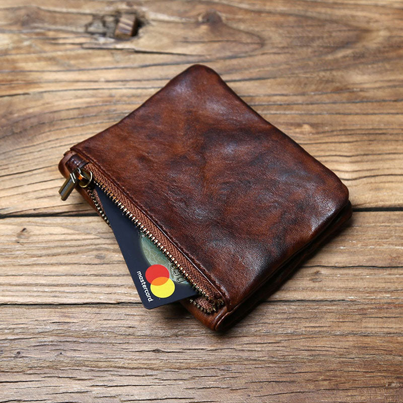 Retro Genuine Leather Handmade short Wallet