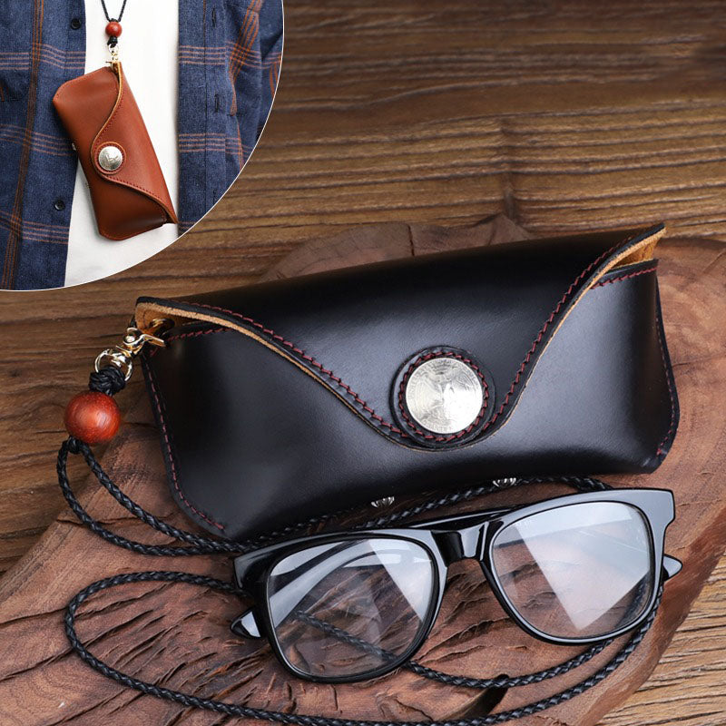 Retro Handmade Leather Glasses Case