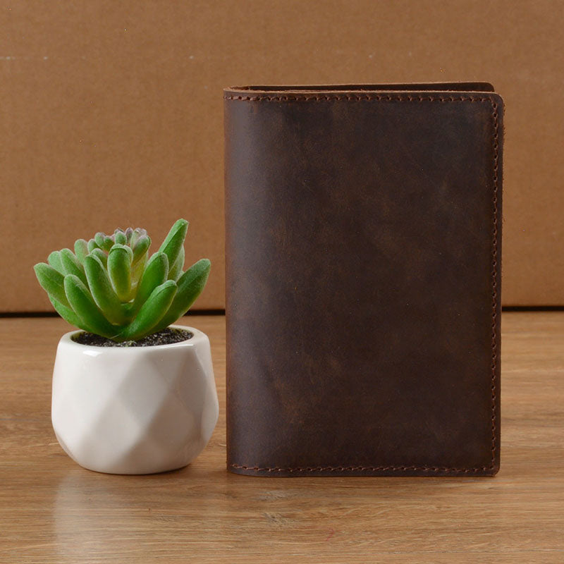 Retro Leather Handmade Passport Clip Ticket Protection Multi-function Card Holder Wallet