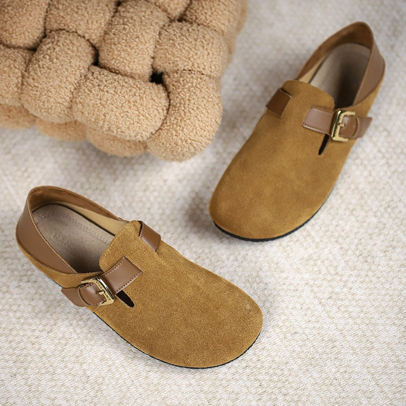 Retro Leather Large Size Flat and Soft Soles Casual Shoes