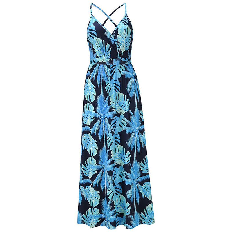 Spring and Summer New Style Dress Bohemian Flower Sling Dress