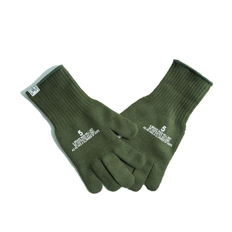 Retro Knitted Print Riding Gloves
