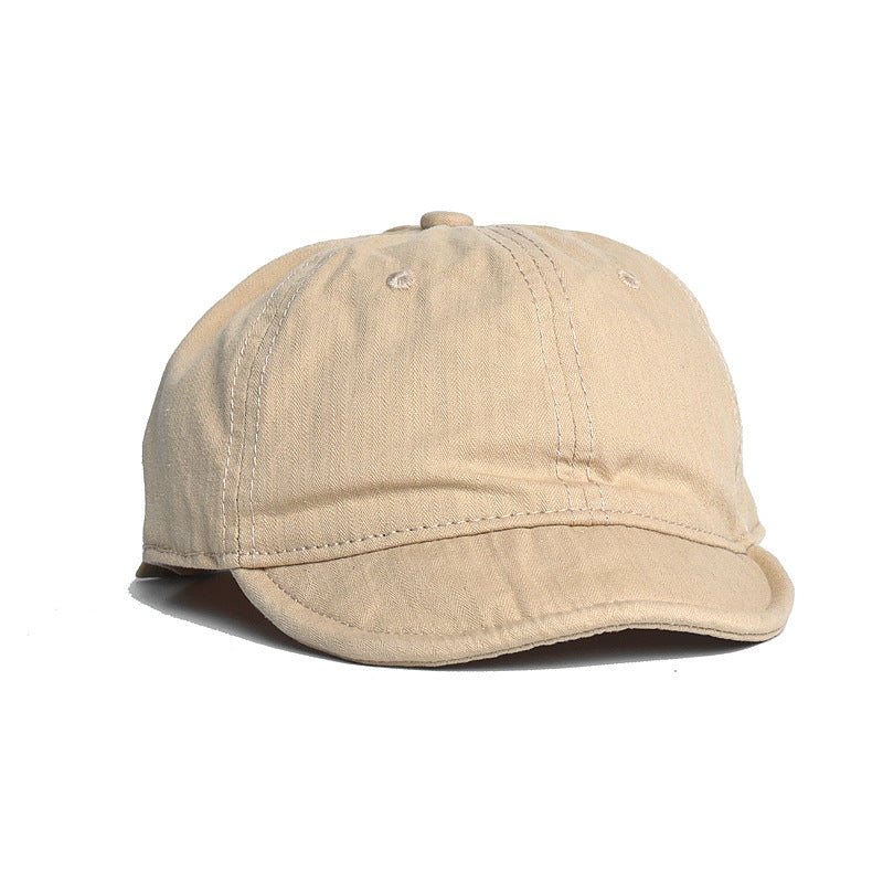 Retro Short Brim Washed Cotton Soft Brim Baseball Cap Peaked Cap