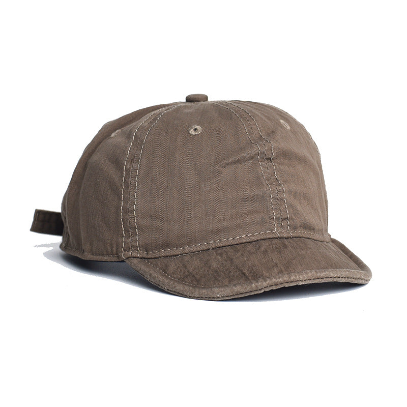 Retro Short Brim Washed Cotton Soft Brim Baseball Cap Peaked Cap