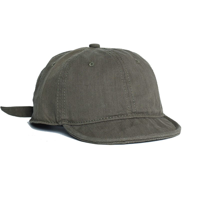 Retro Short Brim Washed Cotton Soft Brim Baseball Cap Peaked Cap