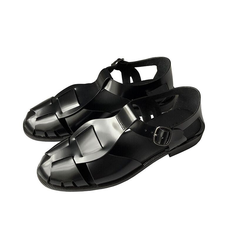 Summer Retro Leather Flat Roman Woven Sandals