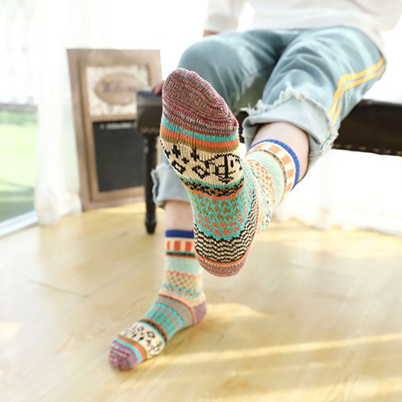 Men's Retro Ethnic Style Wool Socks（5 Pairs 5 color)