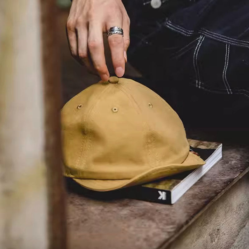 Retro Flip Hat Adjustable Short Brimmed Baseball Cap