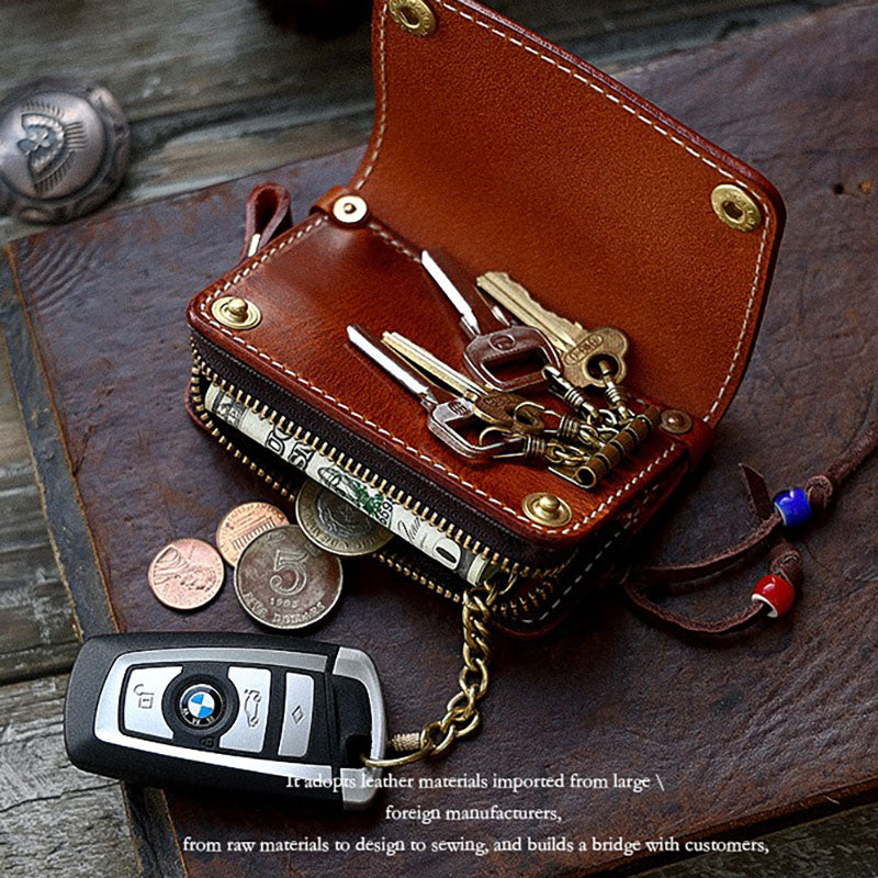 Retro Handmade Leather Key Bags Car Key Bags Card Holder