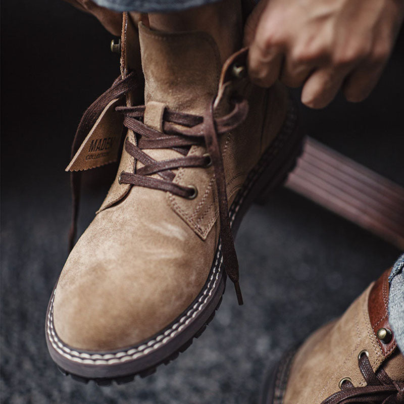Retro Genuine Leather Middle Cut Martin Boots