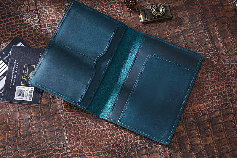 Retro Leather Handmade Passport Clip Ticket Protection Multi-function Card Holder Wallet