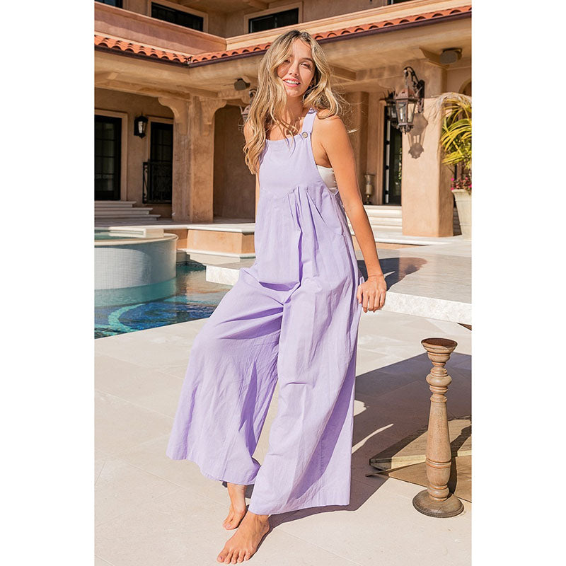 Summer Wide Leg Pockets Overalls Jumpsuit
