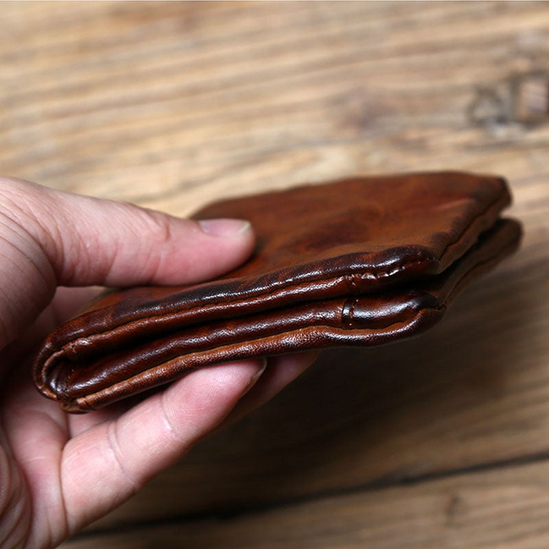 Retro Genuine Leather Handmade short Wallet