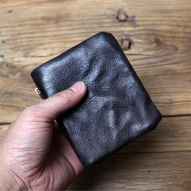 Retro Genuine Leather Handmade short Wallet