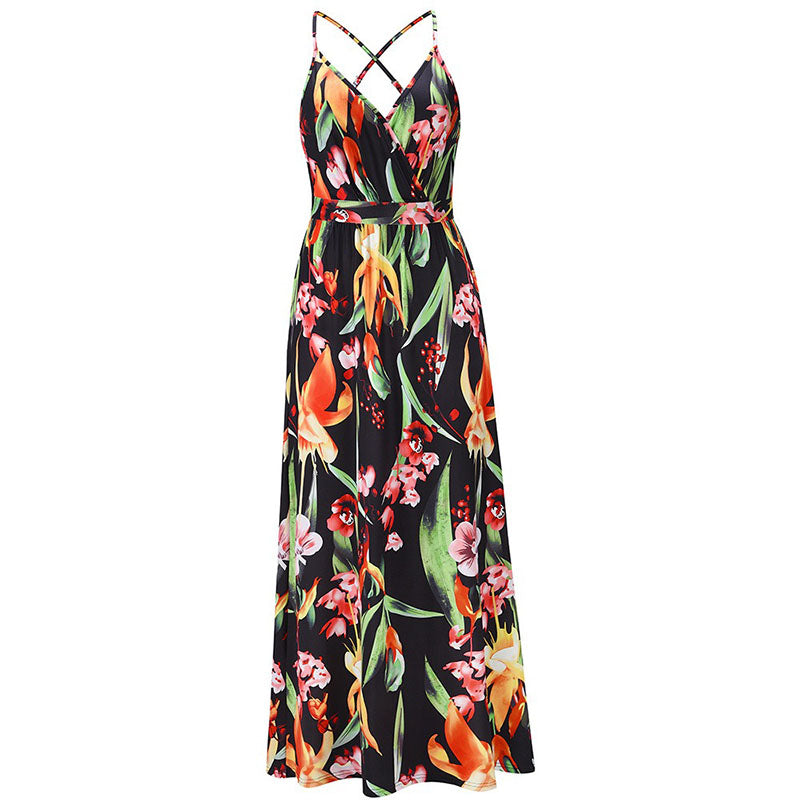 Spring and Summer New Style Dress Bohemian Flower Sling Dress