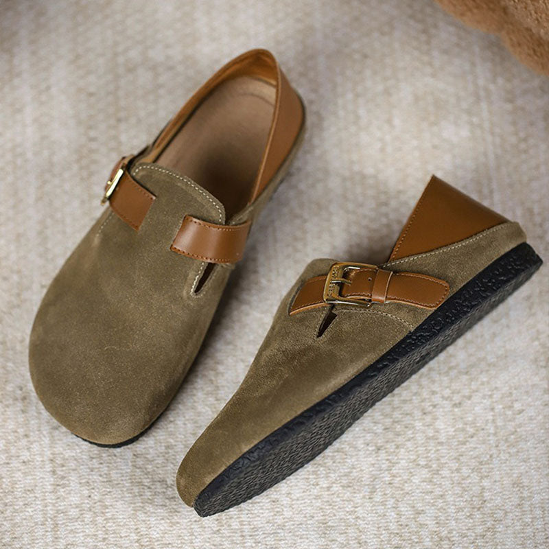 Retro Leather Large Size Flat and Soft Soles Casual Shoes