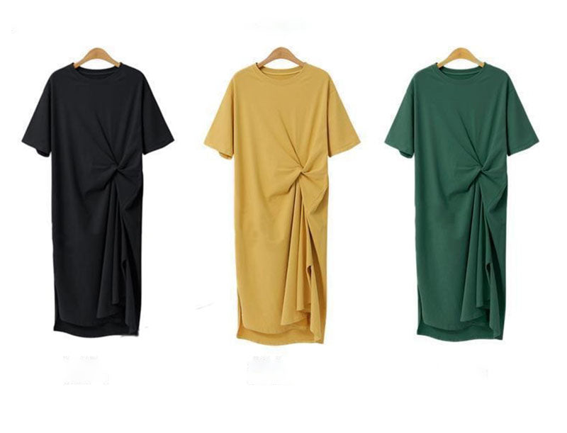 Pure Color Loose Casual Dress Summer