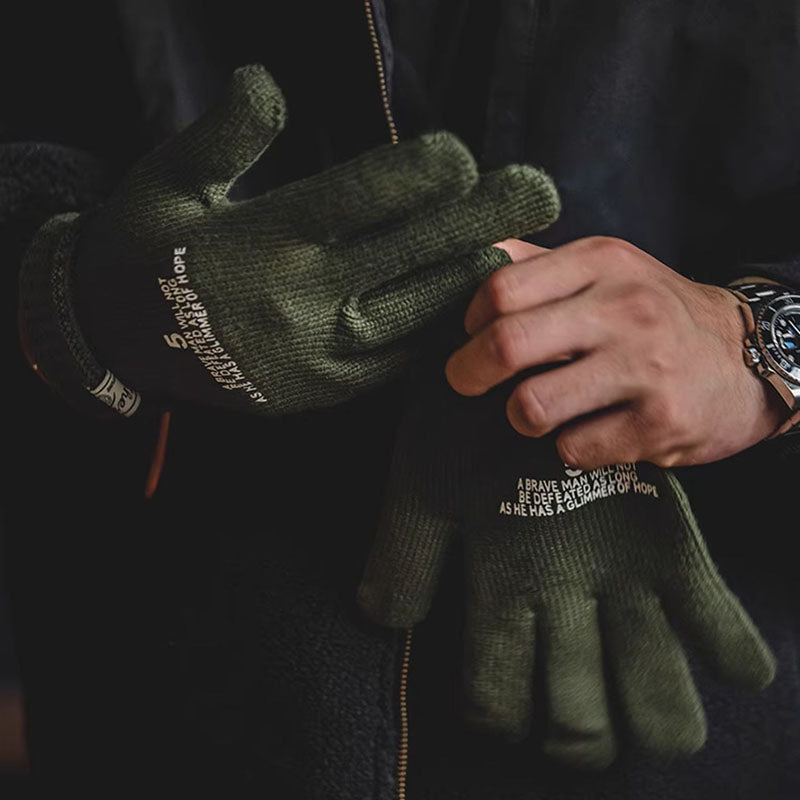 Retro Knitted Print Riding Gloves