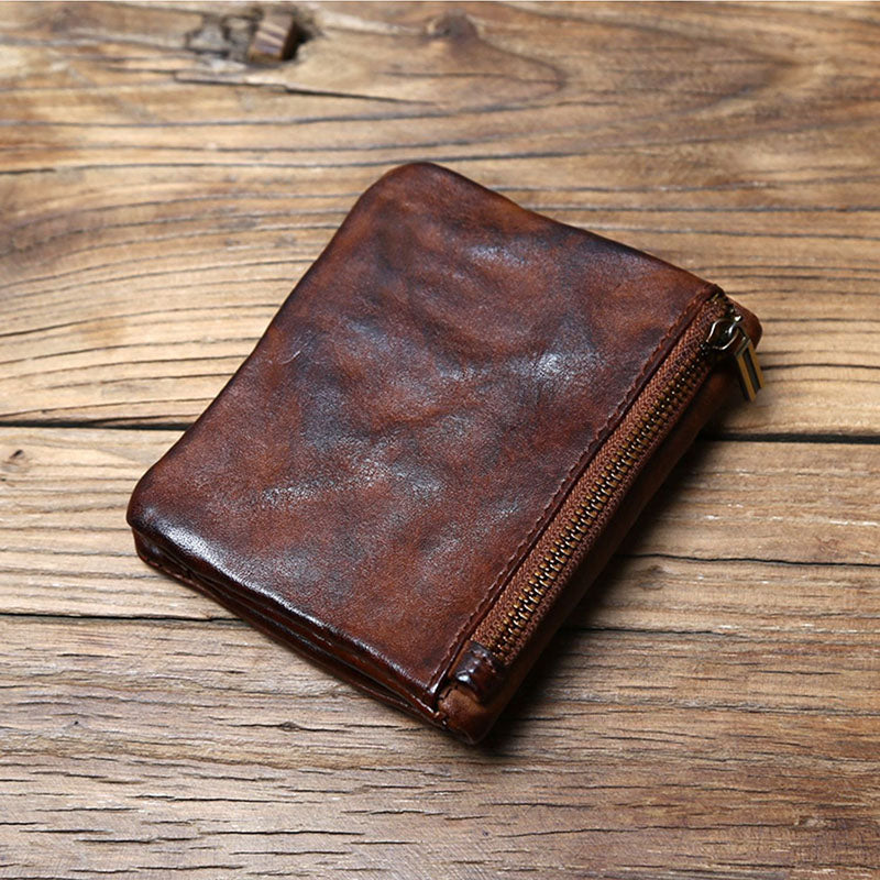 Retro Genuine Leather Handmade short Wallet