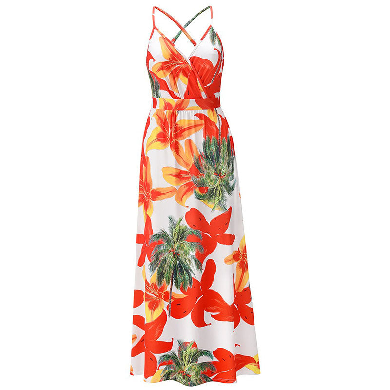 Spring and Summer New Style Dress Bohemian Flower Sling Dress