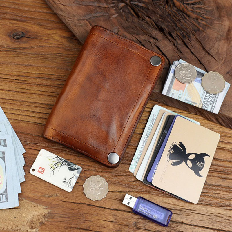 Retro Handmade Genuine Leather Wallet Multi Card Slots Card Holder