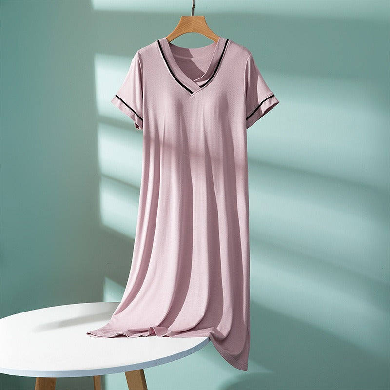 Chest Pad V-neck Loose Nightdress