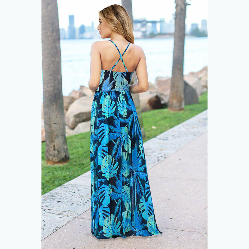 Spring and Summer New Style Dress Bohemian Flower Sling Dress