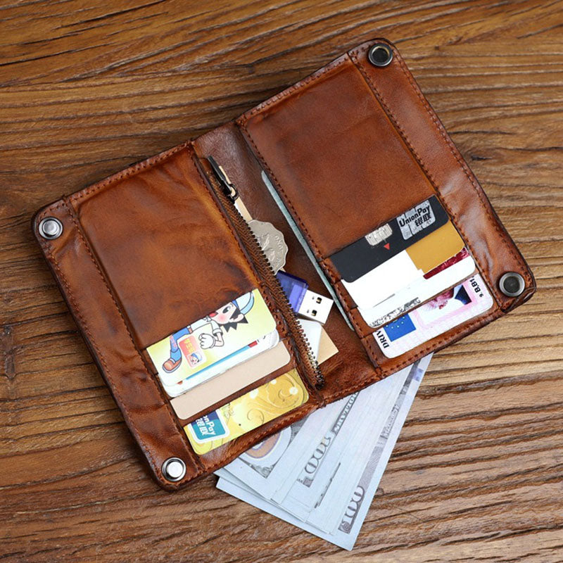 Retro Handmade Genuine Leather Wallet Multi Card Slots Card Holder