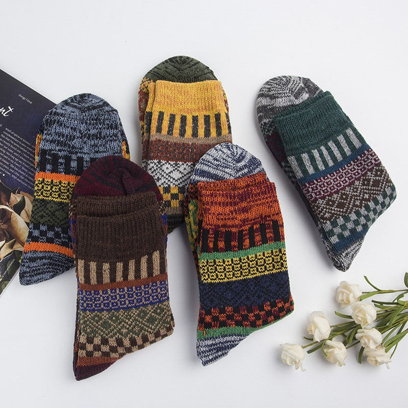 Men's Retro Ethnic Style Wool Socks（5 Pairs)