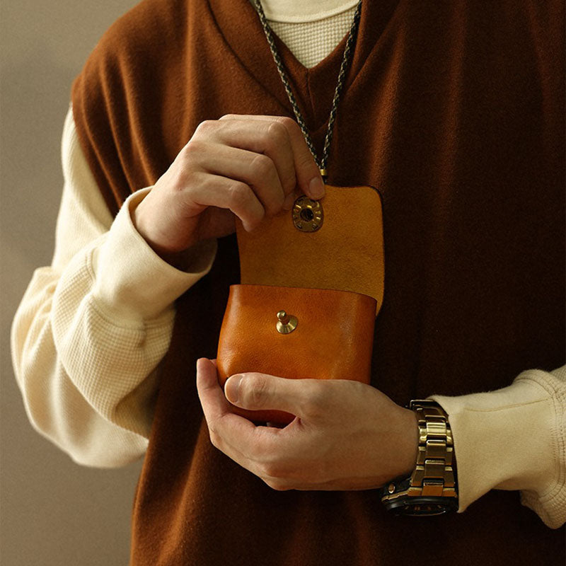 Vintage Handmade Leather Portable Buckle Bag