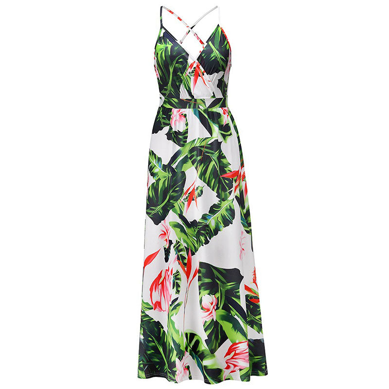 Spring and Summer New Style Dress Bohemian Flower Sling Dress