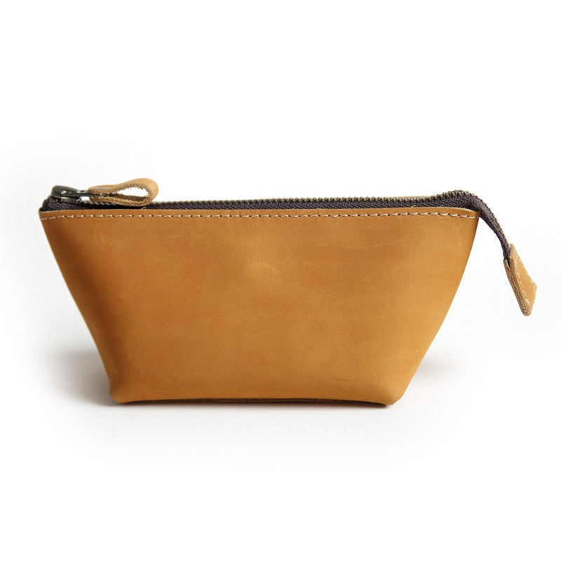 Crazy Horse Leather Hand Bag Zipper Long Retro Purse Collection Bag
