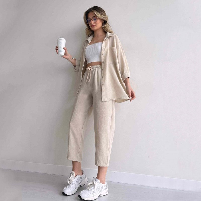Casual Blouse Nine Sports Harlan Pants Two Piece Suit