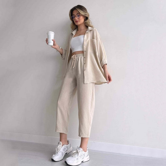Casual Blouse Nine Sports Harlan Pants Two Piece Suit